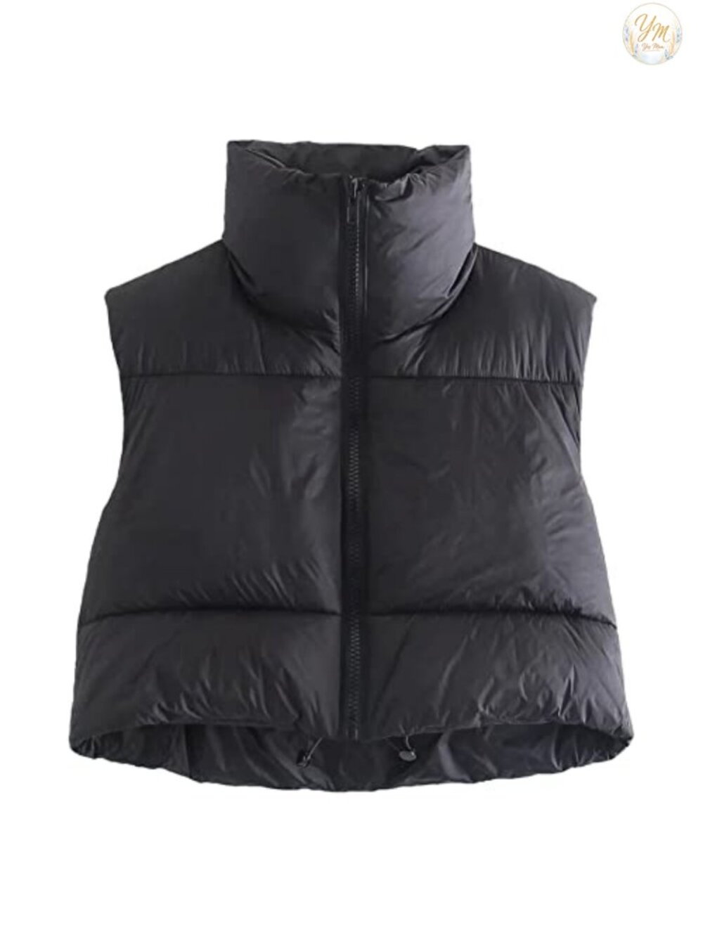 Cropped Puffer Vest Lightweight Sleeveless Padded Gilet Zip Drawstring